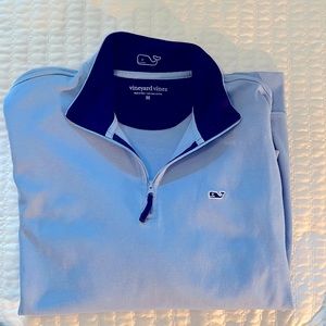 Vineyard Vines long sleeve quarter zip in navy/ medium blue - size M